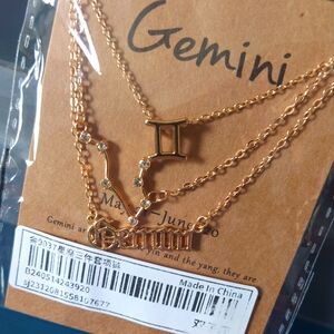 Gemini Faux Gold Three-Strand Necklace, NEW